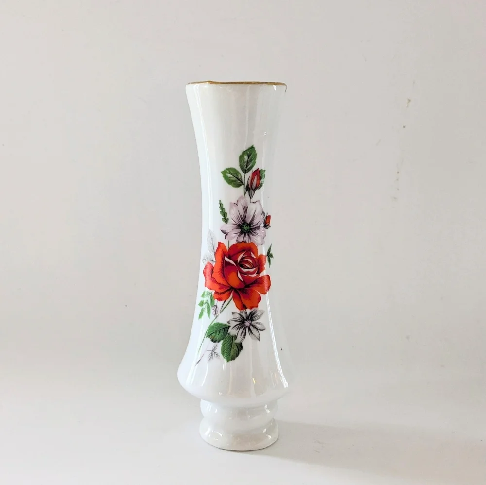 Vintage Floral Porcelain Bud Vase 7